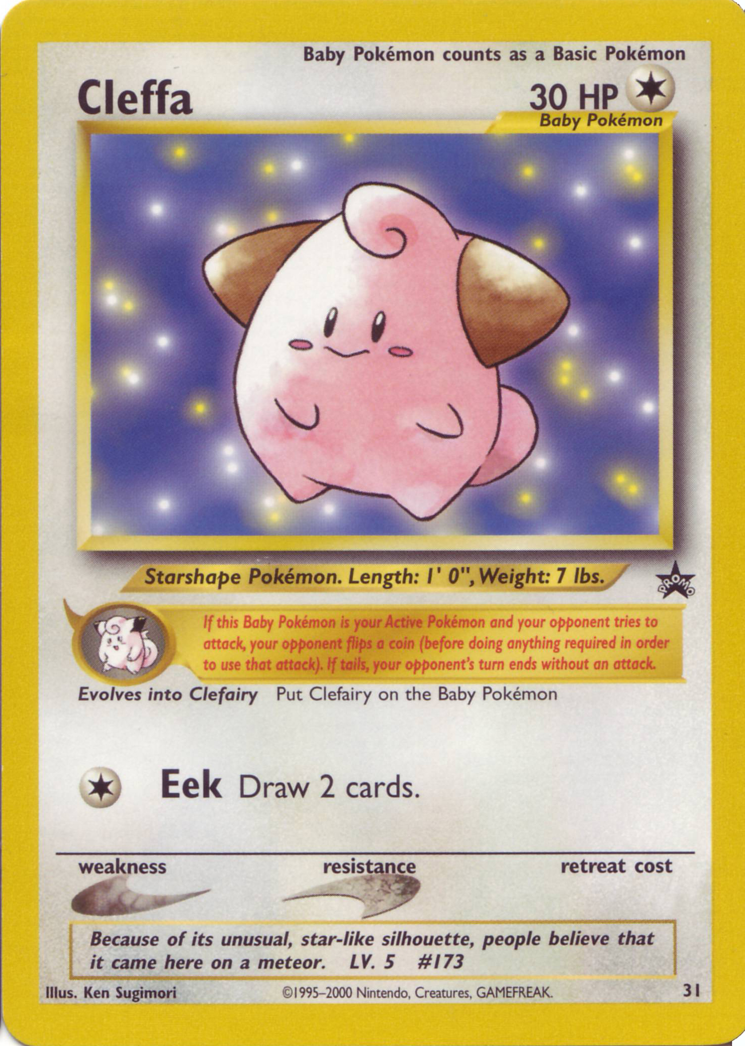 Cleffa [Glossy] — Unnumbered Promotional 2000 (Japanese Pokémon TCG card)
