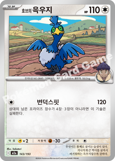 Hop's Cramorant 143/250 — MEGA Dream EX (Korean Pokémon TCG card)