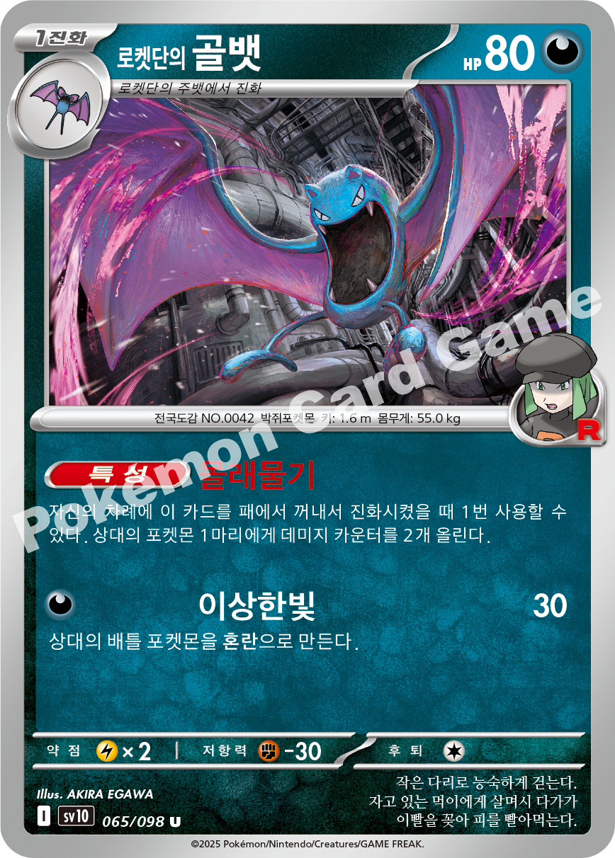 Team Rocket's Golbat 065 — Destined Rivals (Korean Pokémon TCG card)