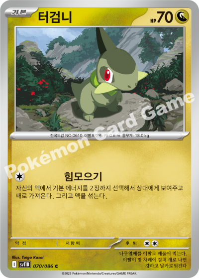 Axew 070/174 — Black Bolt (Korean Pokémon TCG card)