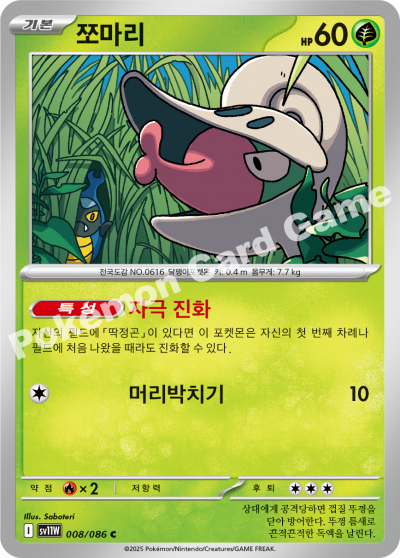 Shelmet 008/174 — White Flare (Korean Pokémon TCG card)