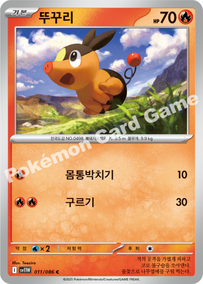 Tepig 011/174 — White Flare (Korean Pokémon TCG card)