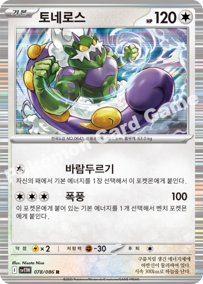 Tornadus 078/174 — White Flare (Korean Pokémon TCG card)