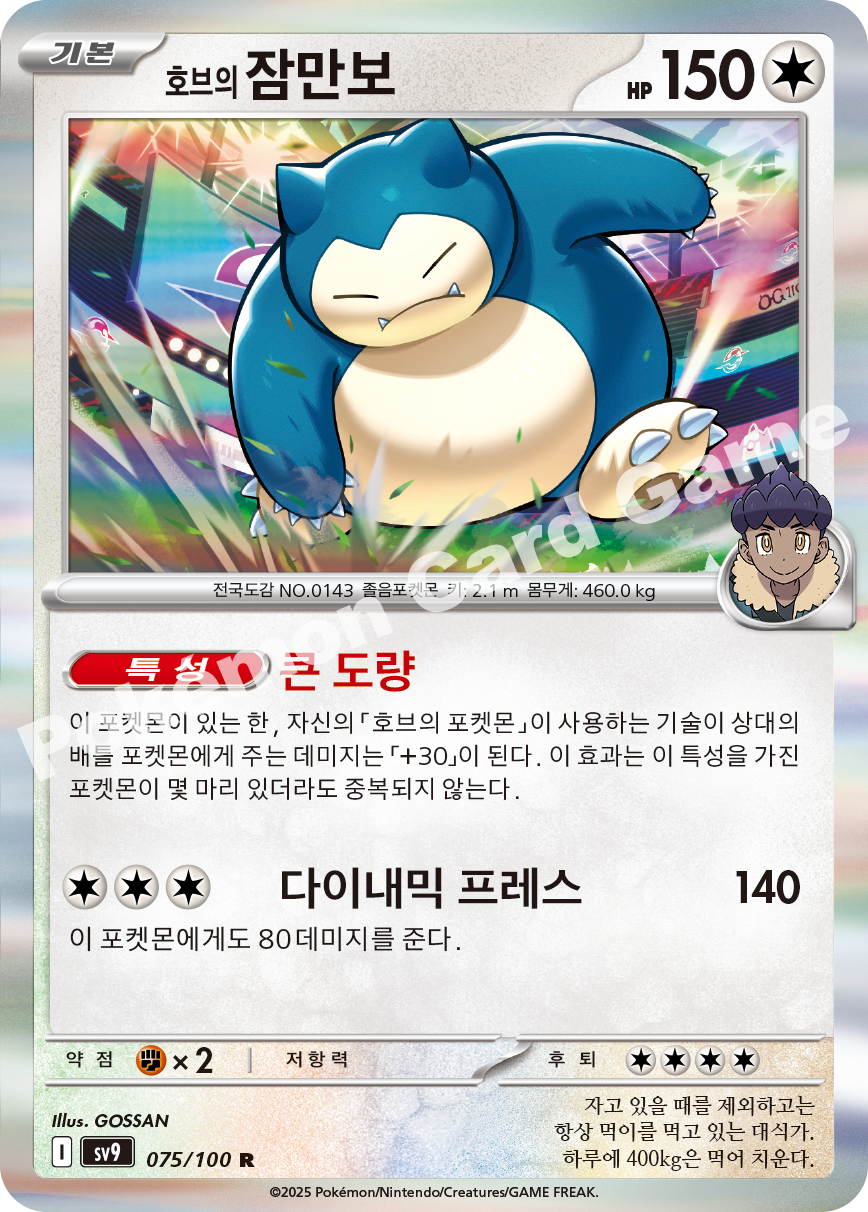 Hop's Snorlax 075 — Battle Partners (Korean Pokémon TCG card)