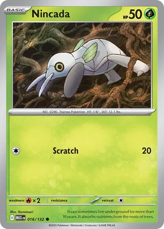 Nincada 016/132 — Mega Evolution (English Pokémon TCG card)