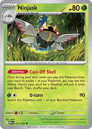 Ninjask 017/132 — Mega Evolution (English Pokémon TCG card)