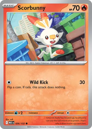 Scorbunny 026/132 — Mega Evolution (English Pokémon TCG card)