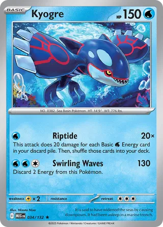 Kyogre 034/132 — Mega Evolution (English Pokémon TCG card)