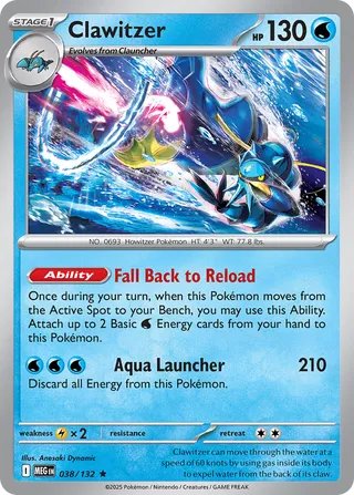 Clawitzer 038/132 — Mega Evolution (English Pokémon TCG card)