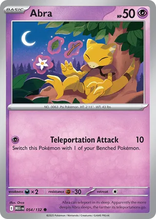 Abra 054/132 — Mega Evolution (English Pokémon TCG card)