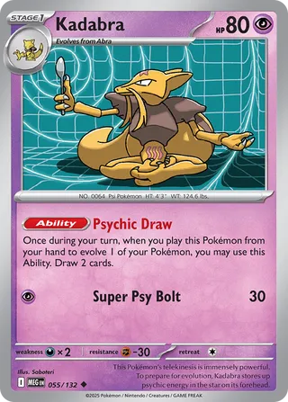Kadabra 055/132 — Mega Evolution (English Pokémon TCG card)