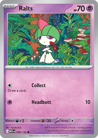 Ralts 058/132 — Mega Evolution (English Pokémon TCG card)
