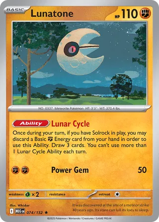 Lunatone 074/132 — Mega Evolution (English Pokémon TCG card)