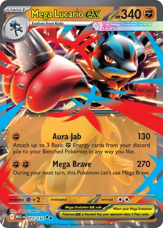 Mega Lucario ex 077/132 — Mega Evolution (English Pokémon TCG card)