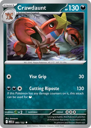 Crawdaunt 085/132 — Mega Evolution (English Pokémon TCG card)