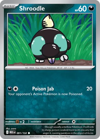 Shroodle 091/132 — Mega Evolution (English Pokémon TCG card)
