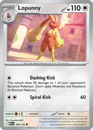 Lopunny 108/132 — Mega Evolution (English Pokémon TCG card)
