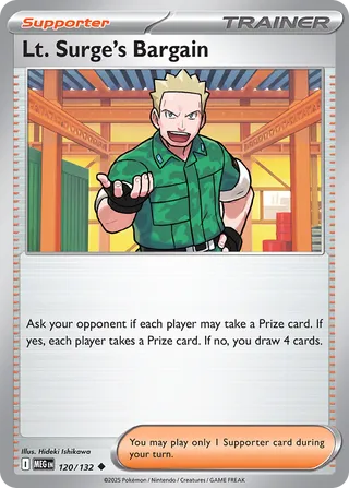 Lt. Surge's Bargain 120/132 — Mega Evolution (English Pokémon TCG card)