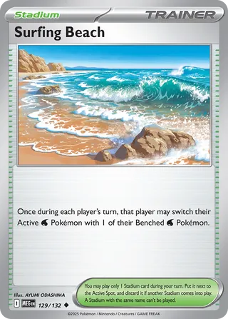 Surfing Beach 129/132 — Mega Evolution (English Pokémon TCG card)