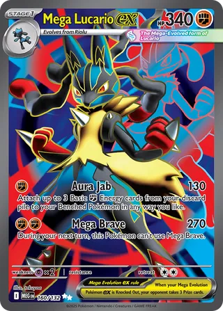 Mega Lucario ex 160/132 — Mega Evolution (English Pokémon TCG card)