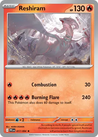 Reshiram 017/94 — Phantasmal Flames (English Pokémon TCG card)