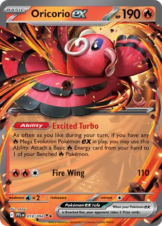 Oricorio ex 018/94 — Phantasmal Flames (English Pokémon TCG card)
