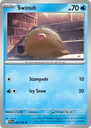 Swinub 023/94 — Phantasmal Flames (English Pokémon TCG card)