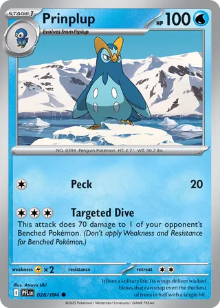 Prinplup 028/94 — Phantasmal Flames (English Pokémon TCG card)