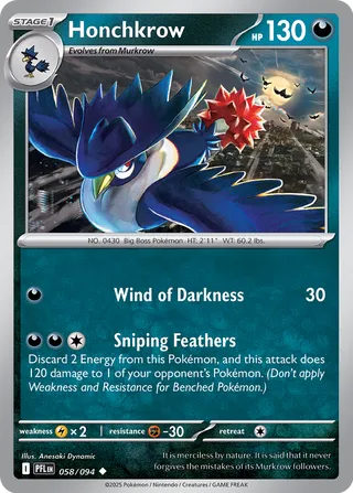 Honchkrow 058/94 — Phantasmal Flames (English Pokémon TCG card)