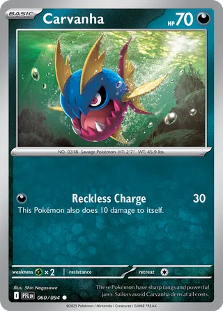 Carvanha 060/94 — Phantasmal Flames (English Pokémon TCG card)