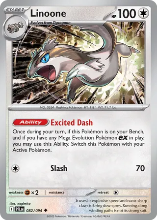 Linoone 082/94 — Phantasmal Flames (English Pokémon TCG card)