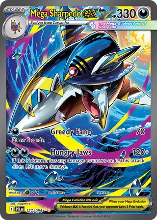 Mega Sharpedo ex 127/94 — Phantasmal Flames (English Pokémon TCG card)