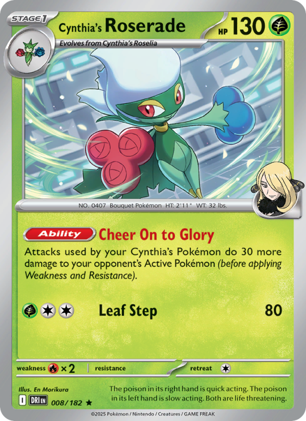 Cynthia's Roserade 008/182 — Destined Rivals (English Pokémon TCG card)
