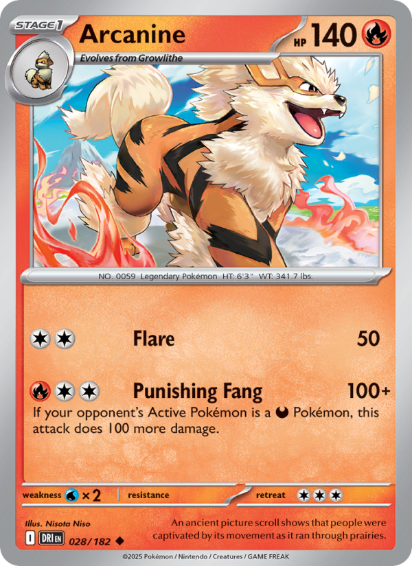 Arcanine 028/182 — Destined Rivals (English Pokémon TCG card)
