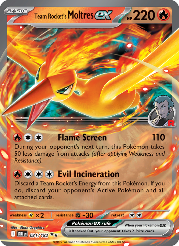 Team Rocket's Moltres ex 031/182 — Destined Rivals (English Pokémon TCG card)