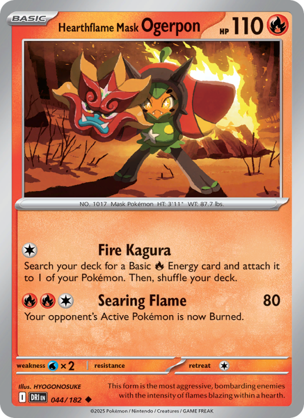 Hearthflame Mask Ogerpon 044/182 — Destined Rivals (English Pokémon TCG card)