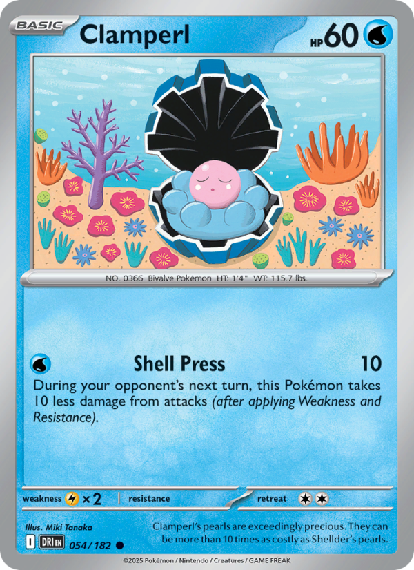 Clamperl 054/182 — Destined Rivals (English Pokémon TCG card)