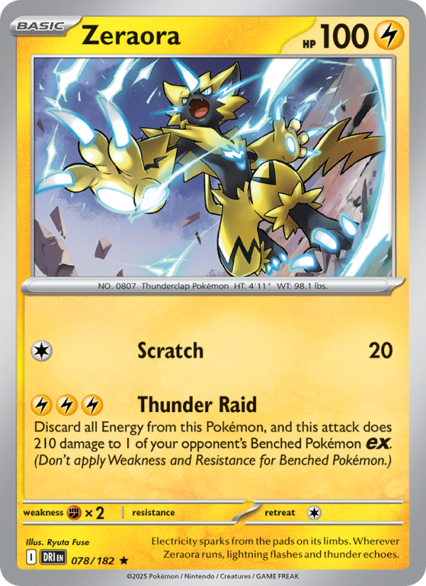 Zeraora 078/182 — Destined Rivals (English Pokémon TCG card)