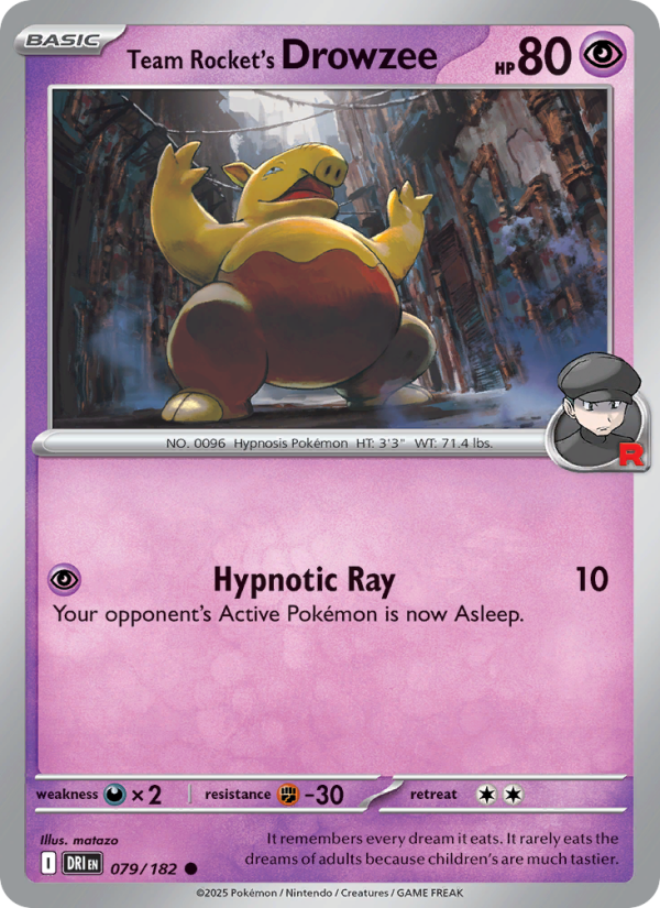 Team Rocket's Drowzee 079/182 — Destined Rivals (English Pokémon TCG card)