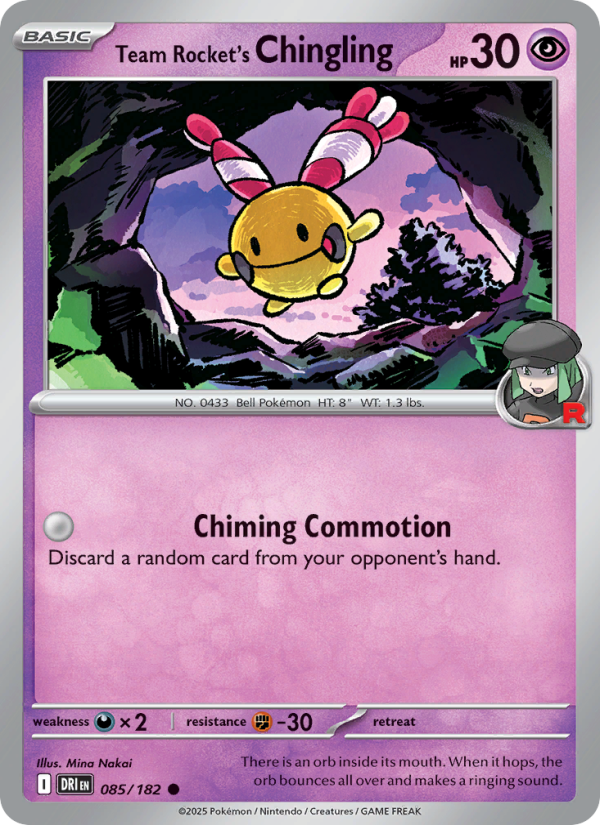 Team Rocket's Chingling 085/182 — Destined Rivals (English Pokémon TCG card)