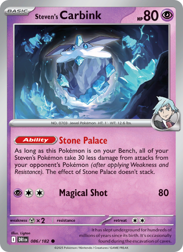 Steven's Carbink 086/182 — Destined Rivals (English Pokémon TCG card)