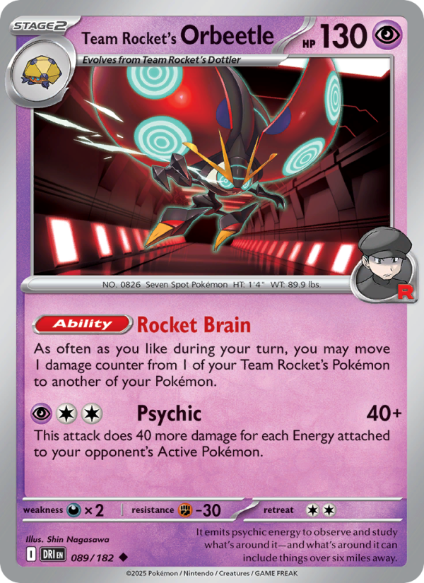 Team Rocket's Orbeetle 089/182 — Destined Rivals (English Pokémon TCG card)