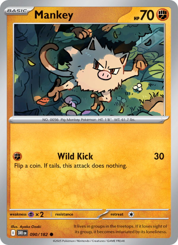 Mankey 090/182 — Destined Rivals (English Pokémon TCG card)