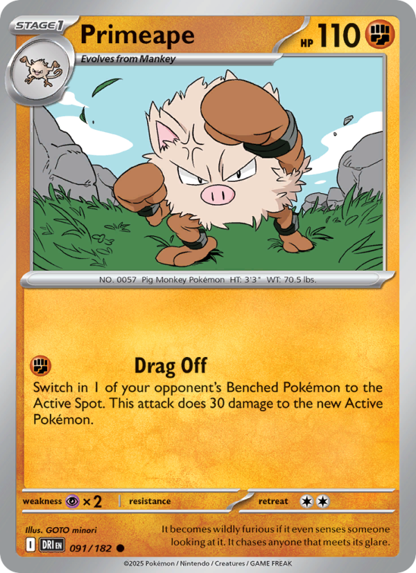 Primeape 091/182 — Destined Rivals (English Pokémon TCG card)