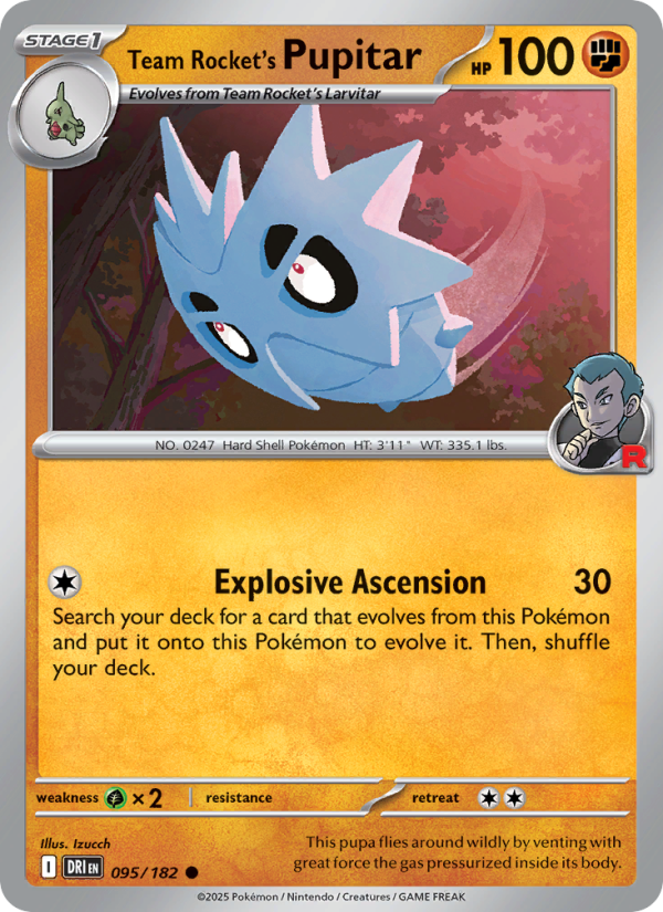Team Rocket's Pupitar 095/182 — Destined Rivals (English Pokémon TCG card)