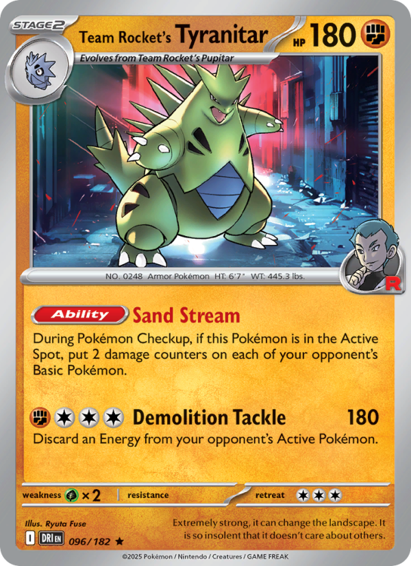 Team Rocket's Tyranitar 096/182 — Destined Rivals (English Pokémon TCG card)