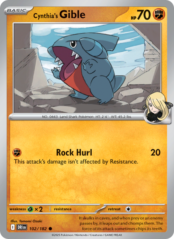 Cynthia's Gible 102/182 — Destined Rivals (English Pokémon TCG card)