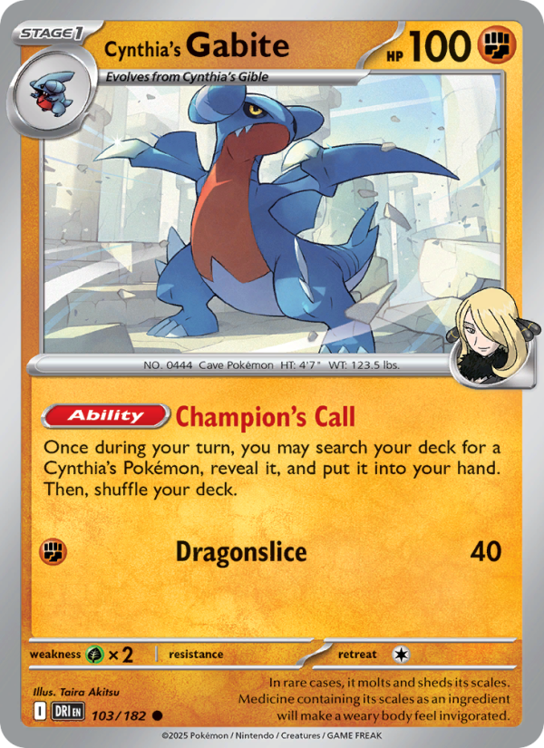 Cynthia's Gabite 103/182 — Destined Rivals (English Pokémon TCG card)