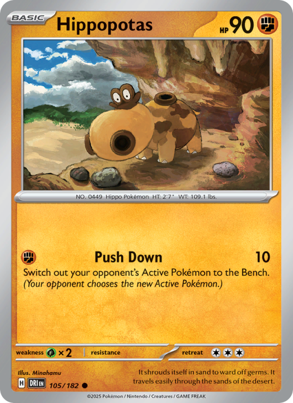 Hippopotas 105/182 — Destined Rivals (English Pokémon TCG card)