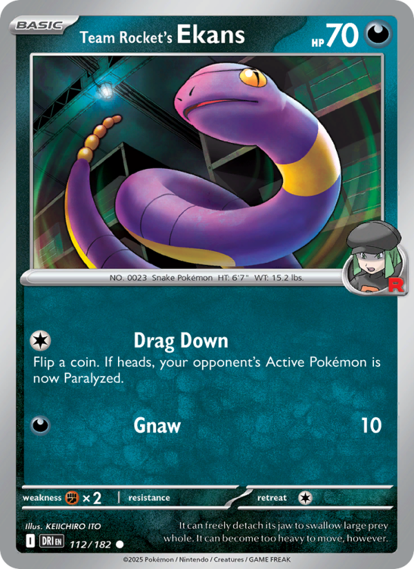Team Rocket's Ekans 112/182 — Destined Rivals (English Pokémon TCG card)